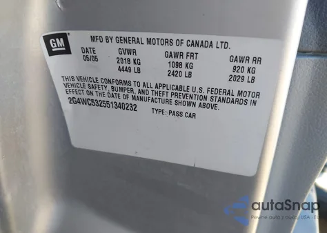 2005 Buick Lacrosse Cx из США, поврежденный, VIN 2G4WC532551340232